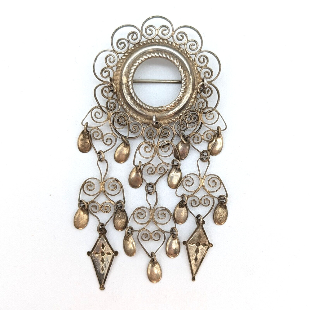 Antique Silver Solje Wedding Brooch w Tube Hinge C Clasp Marked SC 88 Mid 19th C